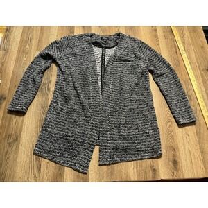 Stork & Babe Sweaters Womens Size M Black White Open Front Long Sleeve Knit
